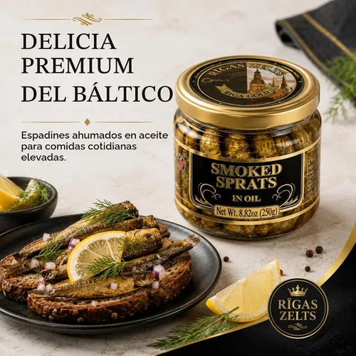 Vista 3 de Riga Gold Espadines ahumados en aceite, 8.82 oz (250 g), paquete de 3