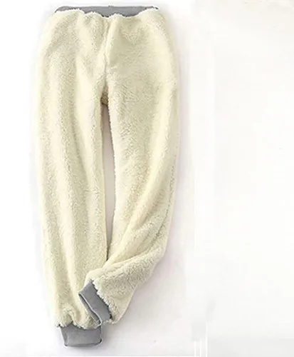 Vista 4 de Pantalones deportivos cálidos de invierno para mujer, holgados, gruesos, con forro de sherpa, talla grande, pantalones térmicos de forro polar