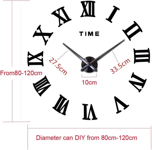 Vista 2 de FASHION in THE CITY Espejo Superficie 3D DIY Relojes de pared Diseño moderno Sala Relojes de pared decorativos (negro)