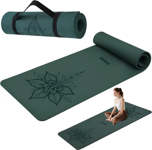Vista 8 de HAHE Tapete de yoga grueso (8MM, 1/3 pulgadas), tapete de yoga antideslizante POE, ecológico, alto rebote y absorción de golpes, antidesgarros
