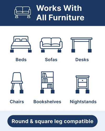 Vista 8 de Elevadores de cama – Esenciales para dormitorio – Elevadores de muebles ajustables de 3 y 5 pulgadas u 8 pulgadas combinados – Resistente