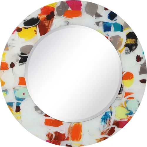 Vista 39 de Empire Art Direct Espejo de pared rectangular biselado en blanco y negro con vidrio templado impreso abstracto, tocador, espejo de baño, listo