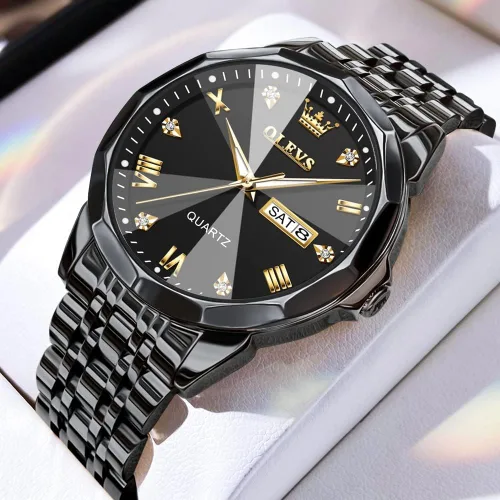 Vista 2 de OLEVS Reloj para Hombre Mujer Cara Grande Unisex Diamante Lujo Vestir Analógico Cuarzo Acero Inoxidable Impermeable Luminoso Fecha Negocios Informal