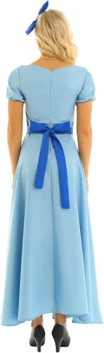 Vista 4 de Vestido de sirvienta de Halloween con cuello de barco para mujer, disfraz de anime, uniforme escolar, cosplay