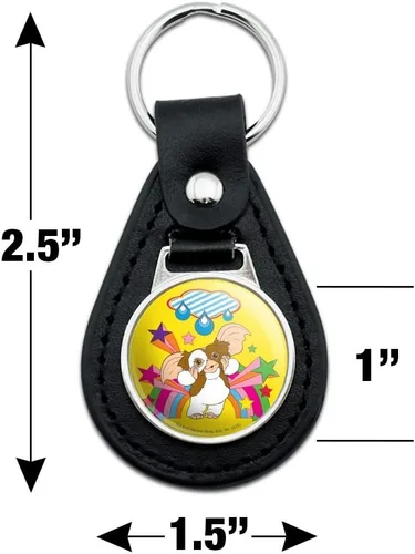 Vista 4 de GRAPHICS & MORE Llavero de cuero negro Gremlins Gizmo Rainbow, Negro