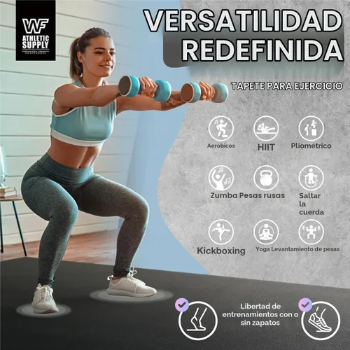Vista 6 de WF Athletic Supply Premium Grandes Esterillas de Piso para Ejercicio, 7 MM de Espesor, Esterillas de Entrenamiento para Gimnasio en Casa, Gruesas 6