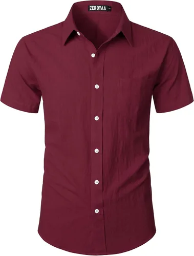 Vista 21 de ZEROYAA Camisas casuales de algodón ligero con botones para hombre aguamarina (Aqua Sky)