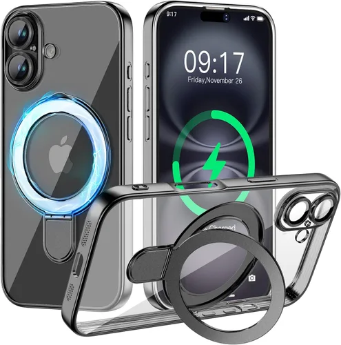 Vista 68 de Funda magnética para iPhone 14 Pro con soporte invisible [compatible con MagSafe] [protector completo de lente de cámara]