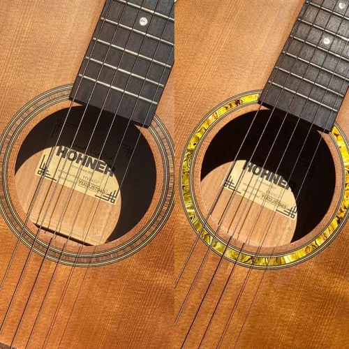 Vista 4 de Pegatina calcomanía con incrustaciones para guitarra acústica, purfling de boca de sonido con tema de abulón - Tira de roseta/OC Ocher