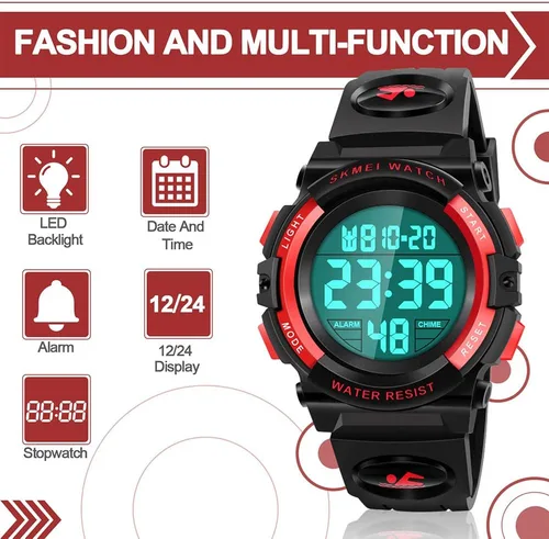 Vista 3 de Reloj impermeable multifuncional LED para niños - Regalos para niños