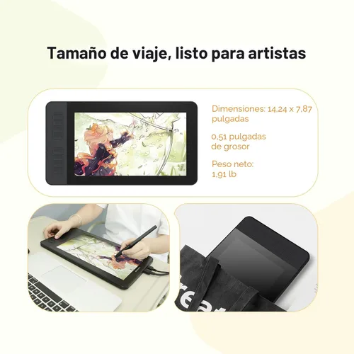 Vista 7 de GAOMON PD1161 Tableta de dibujo con pantalla, inclinación, 8 teclas de Negro