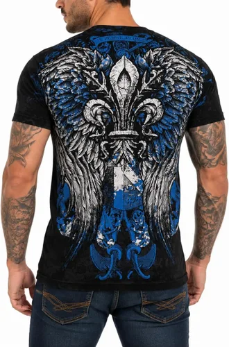 Vista 6 de Xtreme Couture by Affliction Camiseta para hombre, diseño gráfico Negro (Smash)