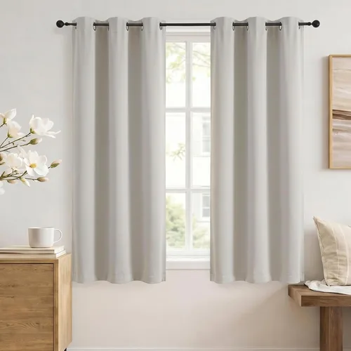 Vista 58 de Simplebrand Cortinas blancas puras de 96 pulgadas de largo para oscurecer la habitación, juego de 2 paneles para dormitorio/sala de estar, bloqueo