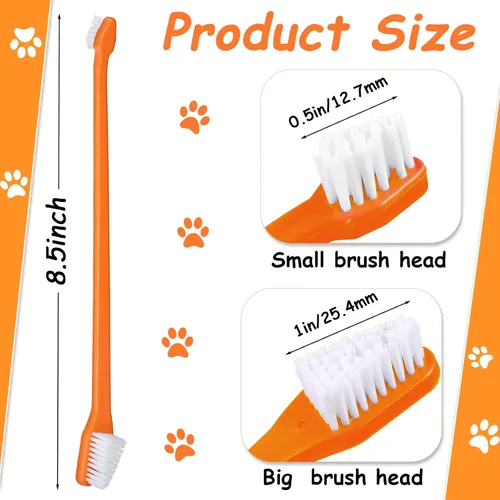 Vista 2 de Honeydak Cepillo de dientes para perros, cepillos dentales de doble cabeza, kit de cepillado de dientes para perros, cepillo de dientes de mango