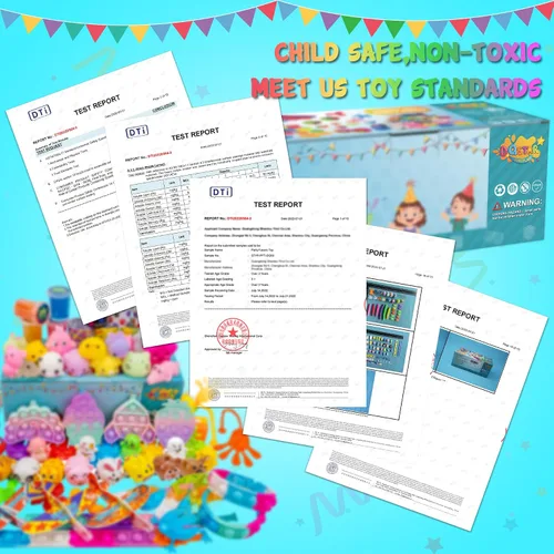 Vista 3 de DQstar Juguete de recuerdos de fiesta para niños de 4 a 8 a 12 años, premios de caja del tesoro para aula, bolsas de regalo, juguetes de caja
