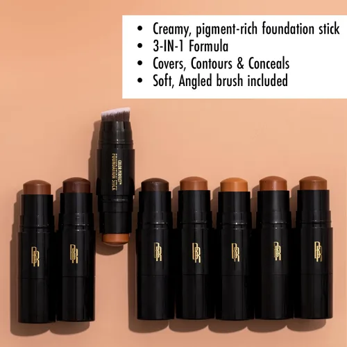 Vista 2 de Base de maquillaje en barra Black Radiance Color Perfect con aplicador de cepillo suave en dúo – Fórmula versátil, construible, mezclable y rica