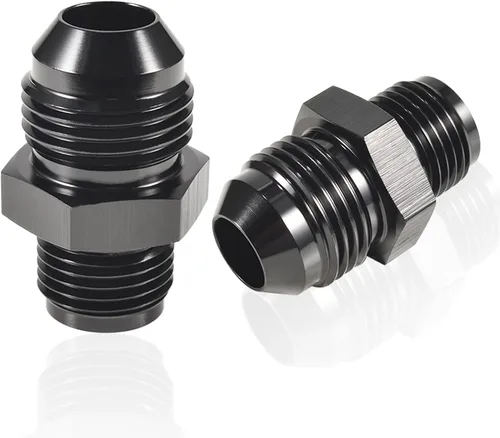 Vista 9 de Adaptador de ajuste de rosca con estriado invertido 6AN macho a 1/2 x 20 Aluminio negro recto Paquete de 2 PFCKE