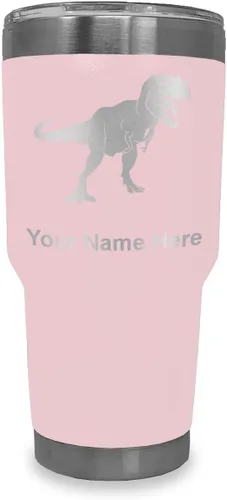 Vista 23 de LaserGram Vaso aislado al vacío de 20 onzas, dinosaurio Tiranosaurio Rex, grabado personalizado incluido (negro)