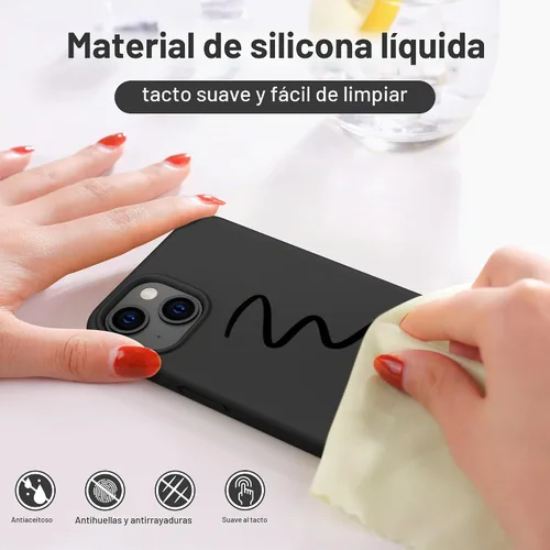Vista 7 de CellEver Funda de silicona resistente para iPhone 13, protección militar contra caídas, protección elevada de pantalla y cámara, interior sin Negro