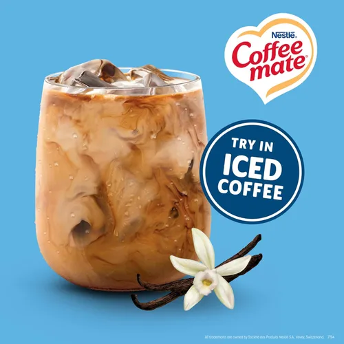 Vista 4 de Nestle Coffee mate Crema para café de sabor French Vanilla, crema líquida en envase individual, sin lácteos, sin refrigeración, 0.375 fl oz
