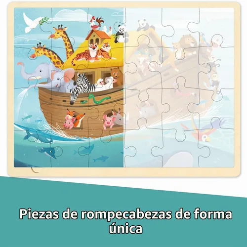 Vista 2 de Rompecabezas de 24 piezas para niños de 3 años, Arca de Noé