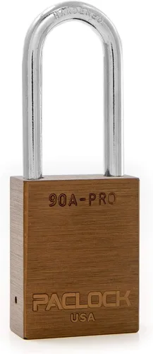 Vista 54 de PACLOCK Candado de la serie 90A-PRO, compre American Act obediente, aluminio anodizado marrón, cilindro de 7 pines de alta seguridad con 1 llave por