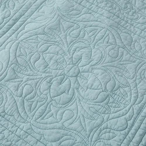 Vista 5 de WINLIFE Funda de almohada acolchada 100% algodón con estampado floral tamaño estándar (azul bebé)