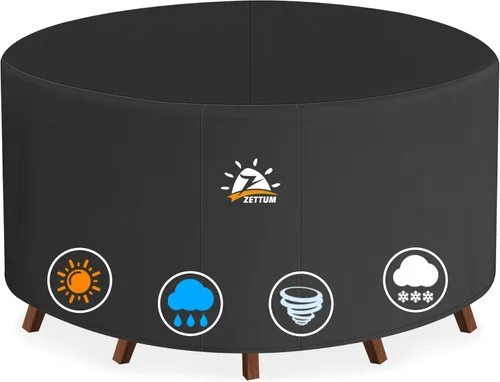 Vista 8 de Zettum Funda cuadrada para muebles de patio, funda de mesa 600D para exteriores, impermeable y resistente, juego de fundas extra grandes para mesa