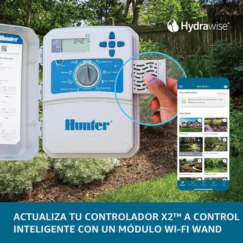 Vista 5 de Hunter Controlador de rociadores X2 de 4 zonas, temporizador de rociadores
