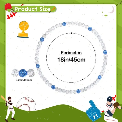 Vista 2 de Collar de béisbol Smilelife para niños 18 pulgadas, colección de hielo brillante, cadena de béisbol, diamantes de imitación, accesorios de béisbol