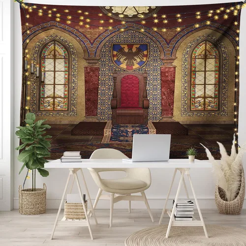 Vista 16 de Ambesonne colección de decoración del hogar, tapices de pared para recámara, sala de estar, recámara, multicolor 2-Verde oscuro Arena Marrón