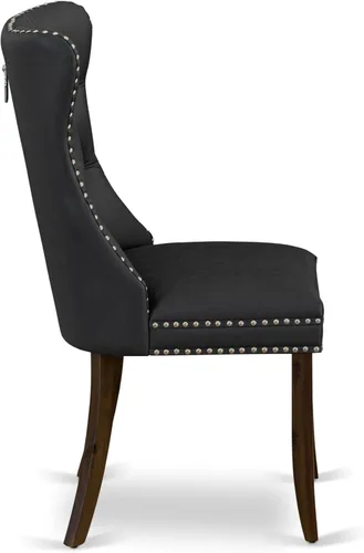 Vista 6 de East West Furniture DAP8F12 Dallas Parson - Juego de 2 sillas de cocina tapizadas de piel sintética con botones copetudos, color gris oscuro