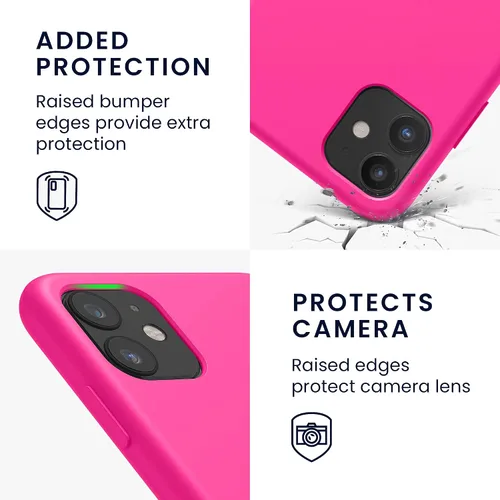 Vista 3 de kwmobile Funda compatible con Apple iPhone 11 - Funda de silicona TPU con acabado suave - Rosa neón