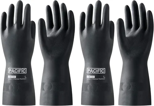 Vista 15 de PACIFIC PPE Guantes resistentes a productos químicos, guantes de goma industriales de gran resistencia, resistentes a ácidos, alcalinos y aceite, 32
