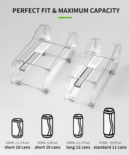Vista 5 de Organizador de latas de soda, paquete de 4, organizadores automáticos de latas para refrigerador, dispensador de latas de doble