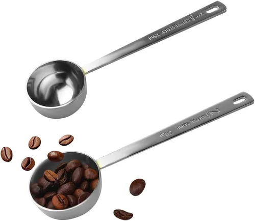 Vista 8 de Cuchara de Café, Juego de Cucharas de Café de Acero Inoxidable Dorado, 1 cucharada (15ml) y 1 cucharada (30ml) de Cuchara, Cuchara Medidora de Oro