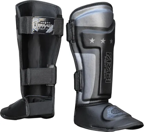 Vista 6 de Farabi Sports Shin Instep Kids Junior MMA Kick Boxing Shin Guard Training Shin Protector Guards Negro