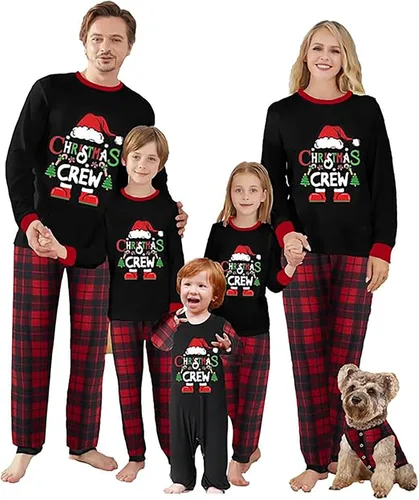 Vista 18 de OAKFashion Conjuntos de Pijamas Familiares de Navidad, Pijamas Familiares a Juego de Navidad Ropa de Dormir Pjs