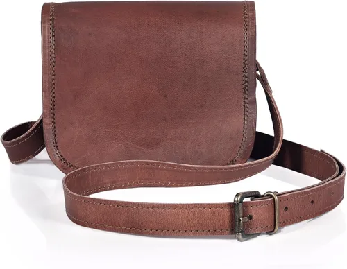 Vista 6 de cuero 7 pulgadas pequeño hecho a mano Crossbody hombro cuero genuino iPadTablet Vintage Messenger Bag para 6.5 pulgadas iPad pro para mujeres hombres