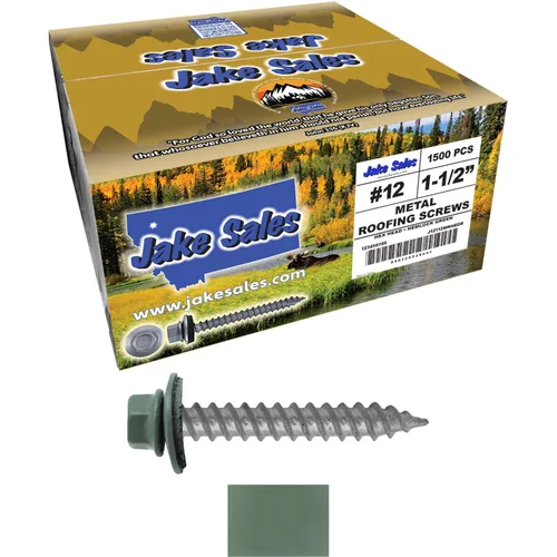 Vista 116 de 12 tornillos para techos de metal gris ABC de 1-1/2 pulgadas, cabezal de arandela hexagonal, arranque automático/roscado, arandela EPDM. 1 bolsa