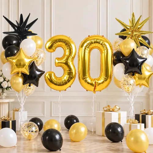 Vista 85 de TONIFUL Globo de aluminio negro de 40 pulgadas con el número 0, decoraciones de cumpleaños negro (Bk-black)