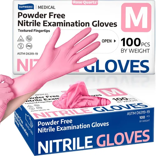 Vista 8 de Supmedic Medical Nitrile Exam Gloves, 3.5 mil Powder-Free Food-Safe Disposable Glove for Cooking Cleaning Esthetician 100 Pcs
