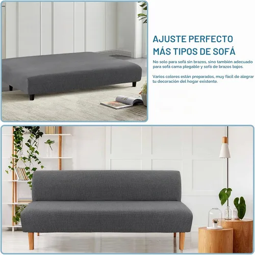 Vista 4 de H.VERSAILTEX Funda 100% impermeable para futón sin brazos, funda de sofá jacquard elástica para futón, funda de sofá impermeable doble, protector