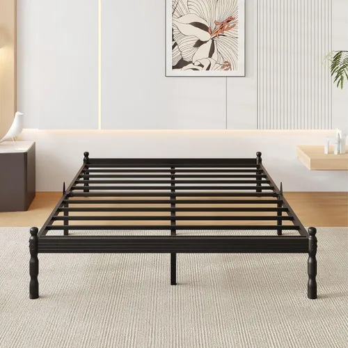Vista 13 de 12 Inch Heavy Duty Black Metal Platform Bed Frame with Mattress Support, Twin Platform Bed Frame with Under Bed Storage, No Box Spring Needed, Easy