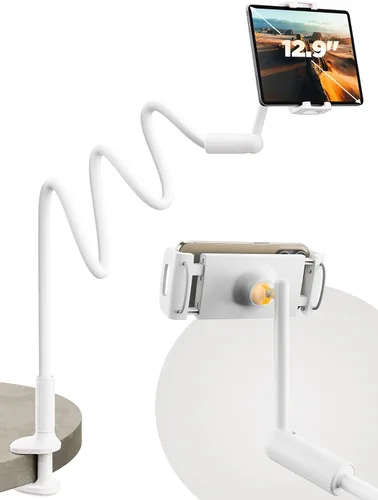 Vista 10 de SAIJI Soporte para Kindle de Cuello de Ganso de 47", Soporte para Tableta para Cama con Base Mejorada, Soporte para iPad con Brazo Flexible