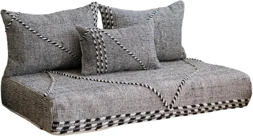 Vista 14 de arabicsofa Sofás de Suelo Coloridos de Estilo Marroquí – Cojines de Suelo Modulares Hechos a Mano (Beige 16, Sofá de Suelo de 4 pies)