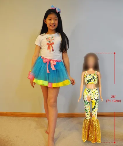Vista 7 de Ecore Fun 3 juegos de ropa de muñeca de 28 pulgadas, vestidos con estampado