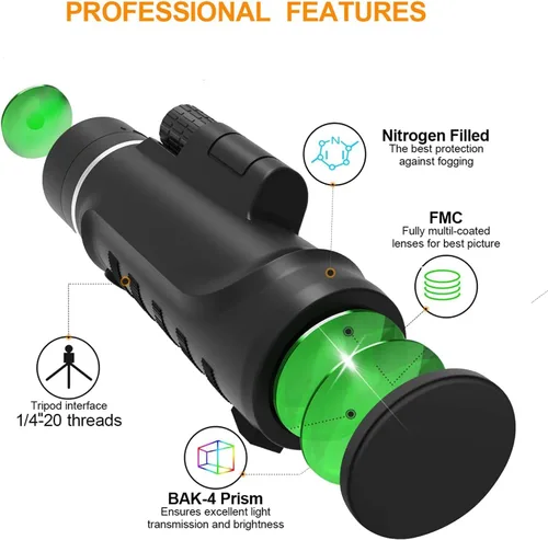 Vista 3 de Telescopio monocular de 16 x 52 pulgadas, telescopio monocular de alta potencia con trípode para teléfono inteligente, bolsa portátil, ideal