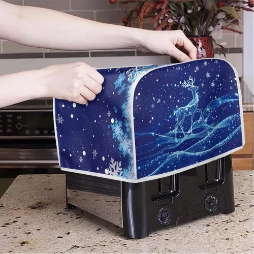 Vista 3 de FOR U DESIGNS Cubierta azul para tostadora, fundas para electrodomésticos pequeños, lavables a máquina, a prueba de polvo, protección de huellas