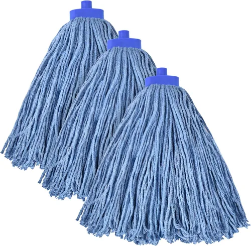 Vista 16 de Matthew - Cabezales de repuesto para trapeador húmedo de algodón resistente (azul, mediano, paquete de 12) con 2 paños de microfibra para uso